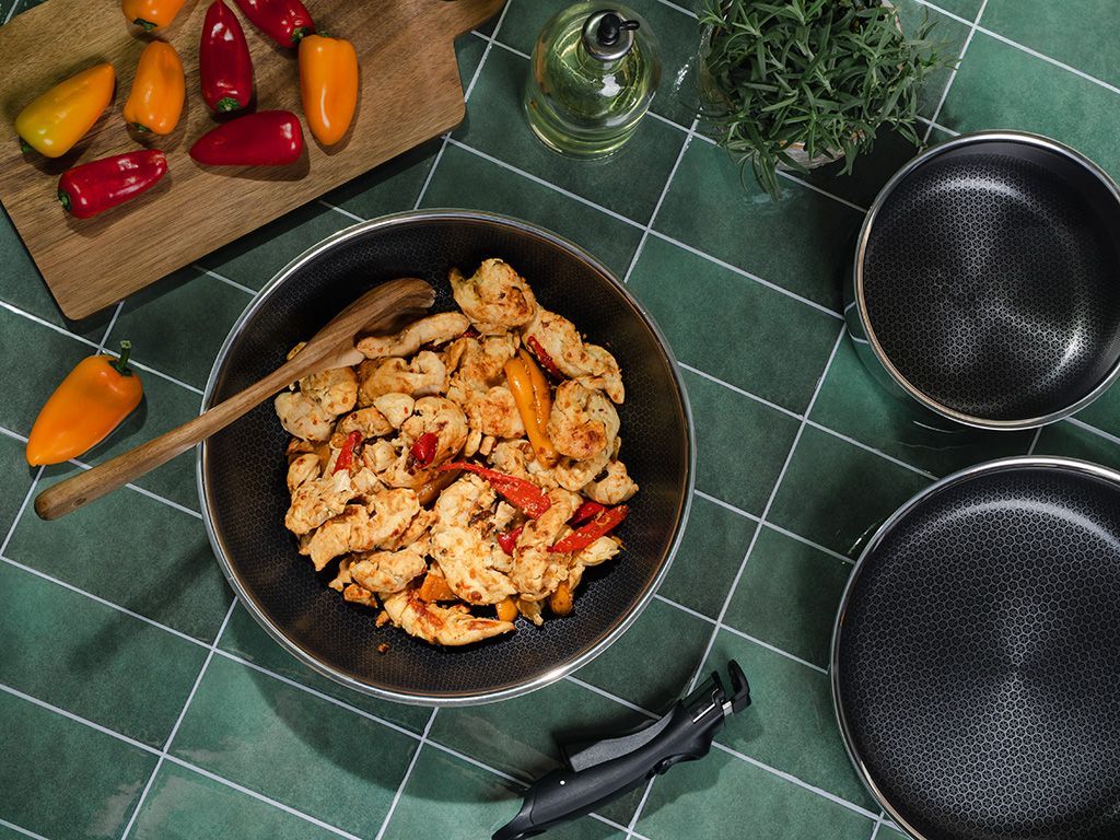 BRATPFANNEN-SET WOK MIT ABNEHMBAREM GRIFF – 2 STÜCK - Image 2