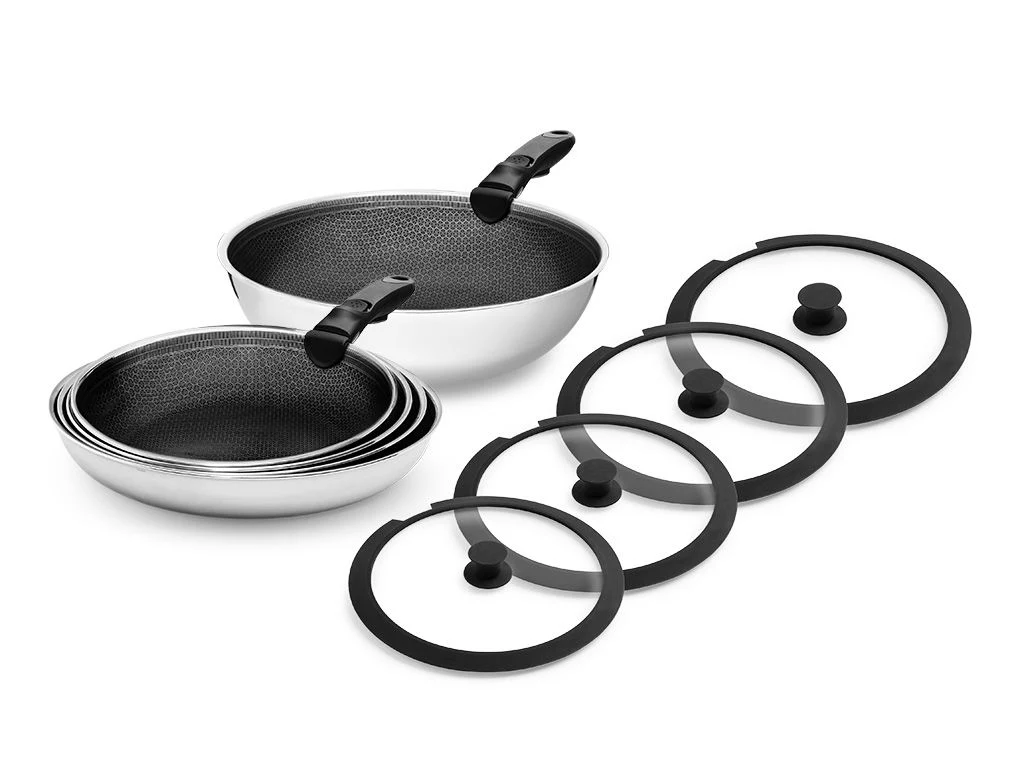 GEMISCHTE BRATPFANNE MIT ABNEHMBAREM GRIFF – 5-TEILIGES SET
